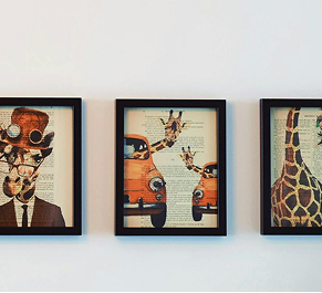 Rectangular frames with thick black borders displayed on a wall, highlighting a bold and modern presentation.