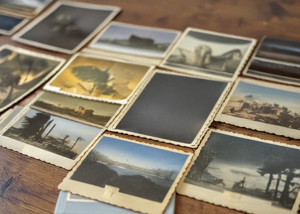 Image showing scanned copies of documents or artwork, neatly arranged for review or archiving.