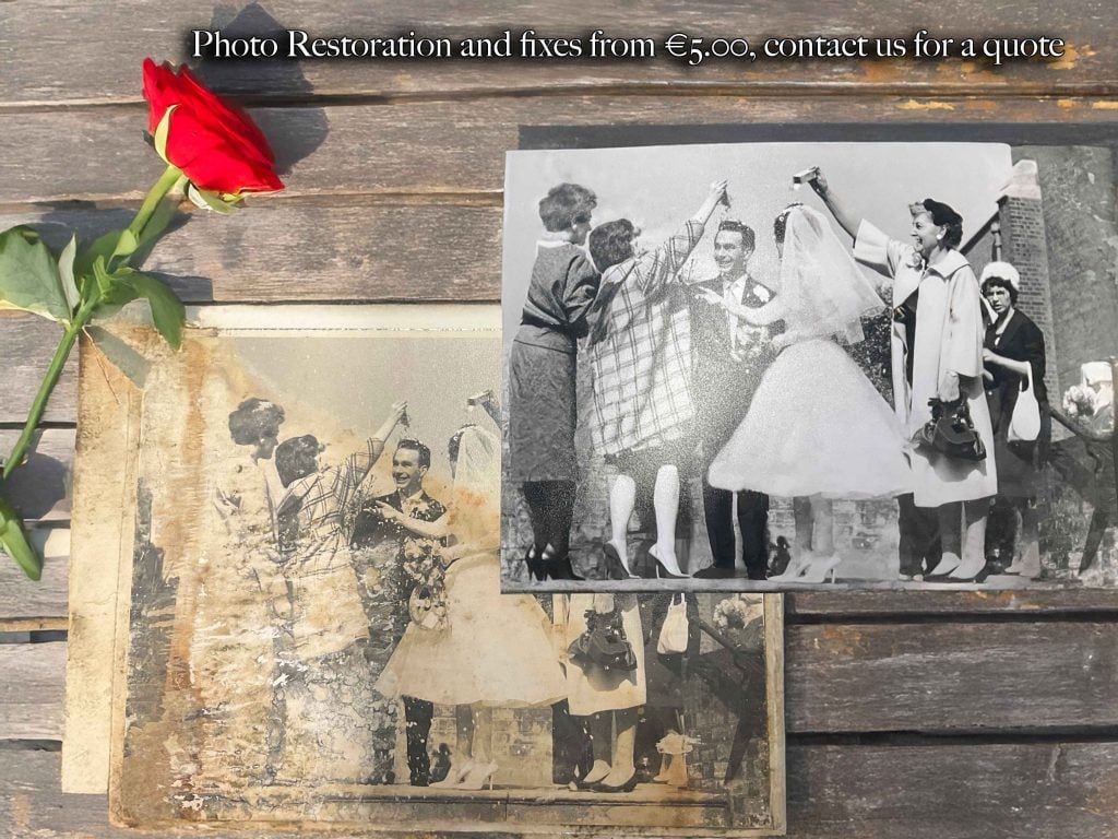 Photo restoration of an image, showing repair and enhancement of old or damaged photographs.