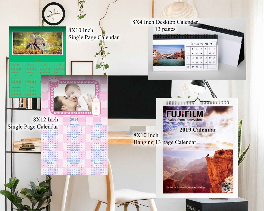Single-page calendar customizable with personal photos and layouts, ideal for hanging on a door or fridge as a gift or for personal use.
