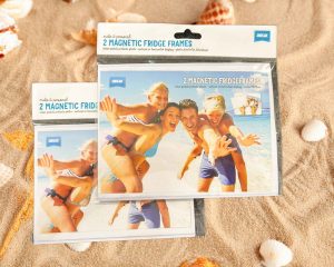 fridge magnets, designed to display photos or artwork on a refrigerator or magnetic surface.