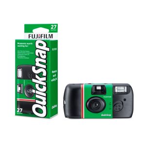 QuickSnap™ Flash 400 one-time-use camera pre-loaded with Fujicolor Superia 400 film, compact and easy-to-use with built-in flash, ideal for indoor and outdoor photography.